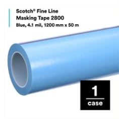 Scotch Masking Tape 2800, Blue, Heat Resistant, Clean Removal, 4.1 mil, 1200 mm x 50 m, 1/Case