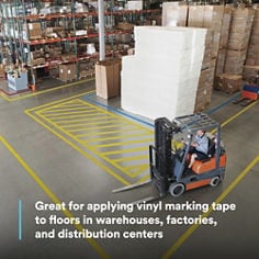 Great for applying vinyl marking tape to floors in warehouses, factories, and distribution centers