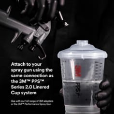 Attach to your spray gun using the same connection as the 3M™ PPS™ Series 2.0 Linered Cup system

Use with our full range of 3M adapters or the 3M™ Performance Spray Gun