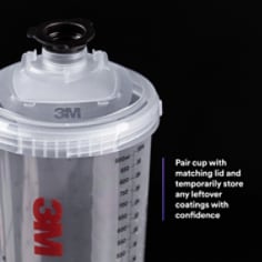 Pair cup with matching lid and temporarily store any leftover coatings with confidence