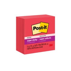 Post-it® Super Sticky Notes, 3 in. x 3 in., Candy Apple Red, 90 Sheets/Pad, 5 Pads/Pack