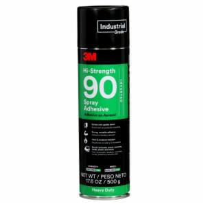 3M™ Hi-Strength Spray Adhesive 90, Inverted, Clear, 24 fl oz Can (Net Wt 17.6 oz), 12/Case, NOT FOR SALE IN CA AND OTHER STATES image 3M™ Hi-Strength Spray Adhesive 90, Inverted, Clear, 24 fl oz Can (Net Wt 17.6 oz), 12/Case, NOT FOR SALE IN CA AND OTHER STATESimage