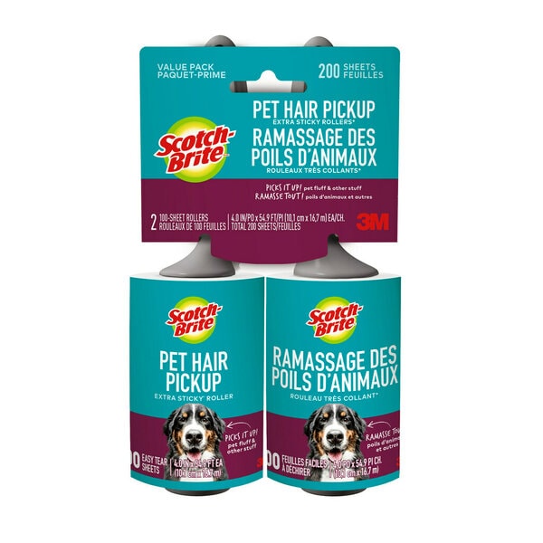 Scotch-Brite Pet Hair Pickup Lint Roller Twin Pack 839RS-100TP