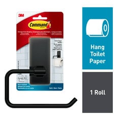 Command Bath Matte Black Toilet Paper Holder, 1 Toilet Paper Holder, 2  Strips 