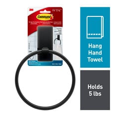 Command™ Bath Matte Black Towel Ring