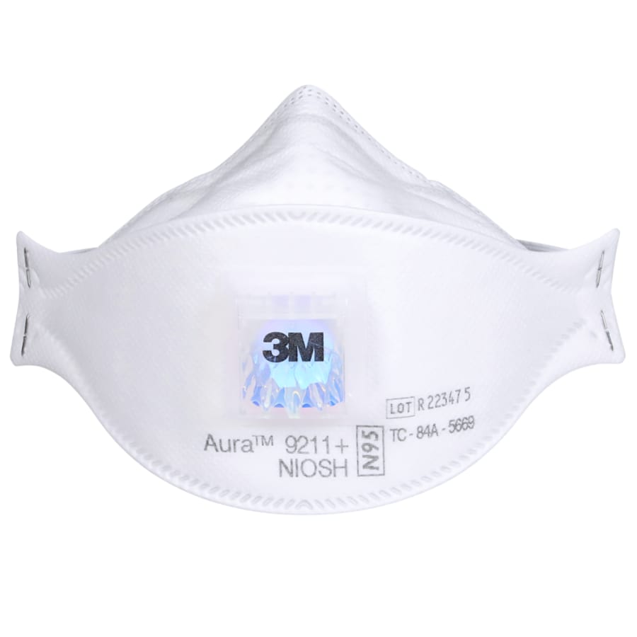 3M Aura 9211+ N95 particulate respirator mask, white disposable dust mask with NIOSH approval