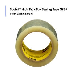 Scotch High Tack Box Sealing Tape 373+, Clear, 72 mm x 50 m, 24 Rolls/Case
