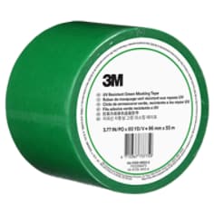 An in-package product shot of the 3M UV Resistant Green Masking Tape, 96 mm x 55 m
