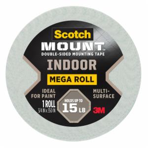 Scotch-Mount Indoor Double-Sided Mounting Tape Mega Roll 110H-LONG-DC, 3/4 In X 350 In (1,9 Cm X 8,89 M) image Scotch-Mount Indoor Double-Sided Mounting Tape Mega Roll 110H-LONG-DC, 3/4 In X 350 In (1,9 Cm X 8,89 M)image