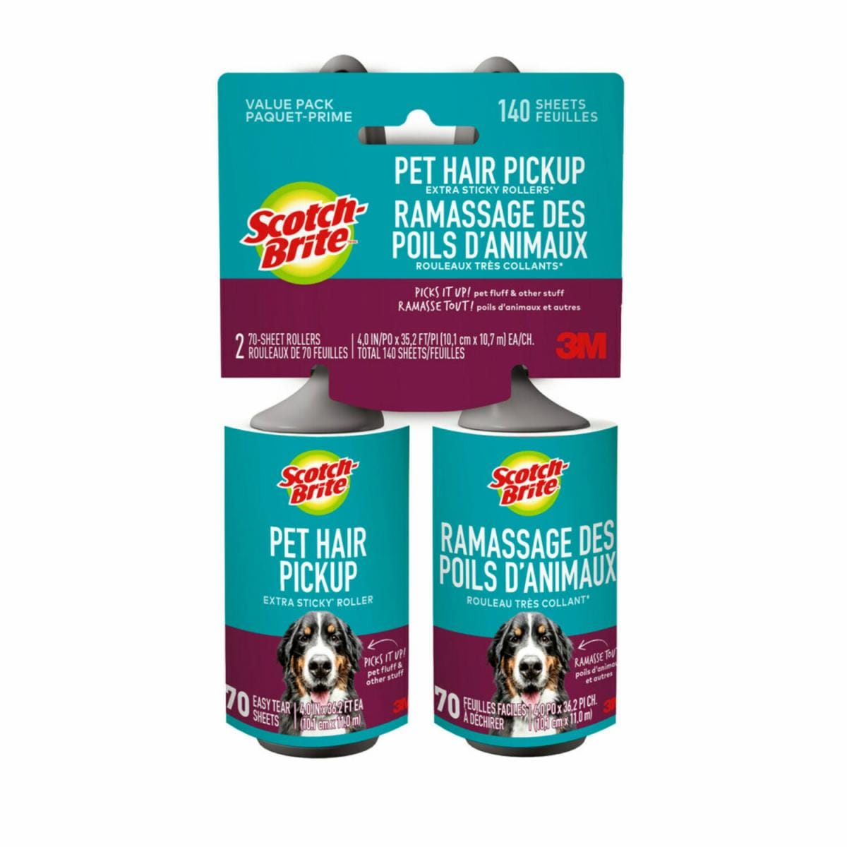 Scotch-Brite Pet Hair Pickup Lint Roller Twin Pack 839RS-70TP