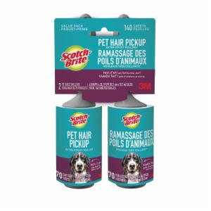 Scotch-Brite Pet Hair Pickup Lint Roller Twin Pack 839RS-70TP, 4.0 in x 36.2 ft (10.1 cm x 11.0 m), 4/2 image Scotch-Brite Pet Hair Pickup Lint Roller Twin Pack 839RS-70TP, 4.0 in x 36.2 ft (10.1 cm x 11.0 m), 4/2image