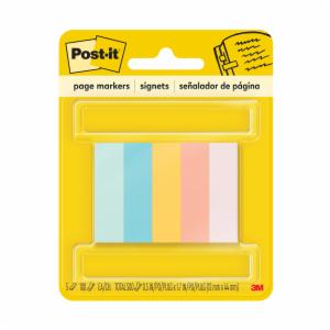 Post-it Page Markers 670-5AF2, Assorted Bright Colors, 1/2 in X 1-3/4 in (12.7 mm x 44.4 mm), 100% PEFC, SGSCH-PEFC-COC-110078image