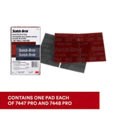 3M Scotch-Brite Pro Hand Pad Assorted Pack. 3M Scotch-Brite Hand Pad PRO features breakthrough fiber coating technology to cut faster and produce a more consistent scratch, reducing the time it takes to scuff, prep or finish parts. It's ideal for prepping surfaces for paint and primer, general scuffing and hand blending. Base ID: B40066287, Pathfinder Project; UPC; Basic Content; Rich Product Card; PF23, Secondary Image 02