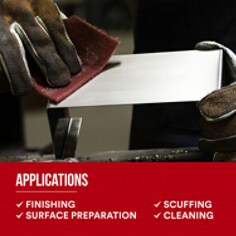 3M Scotch-Brite Hand Pad 7447 Pro. 3M Scotch-Brite 7447 Pro Hand Pad combines flexibility with effective cutting action and precise hand control to help you accomplish tough cleaning jobs or produce fine finishing results, use after use. The tightly graded abrasive particles in this new pad provide a consistent, uniform scratch throughout life of the hand pad. Base ID: B40066305, Pathfinder Project; UPC; Basic Content; Rich Product Card; PF23, Secondary Image 05