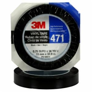 3M™ Vinyl Tape 471, Black, 3/4 in x 36 yd, 5.2 mil, 48 Roll/Case, Individually Wrapped Conveniently Packagedimage
