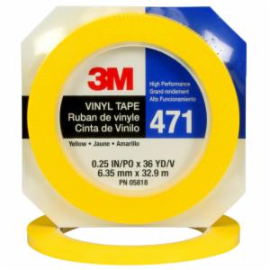 3M™ Vinyl Tape 471, Yellow, 1/4 in x 36 yd, 5.2 mil, 144 Roll/Case, Individually Wrapped Conveniently Packaged image 3M™ Vinyl Tape 471, Yellow, 1/4 in x 36 yd, 5.2 mil, 144 Roll/Case, Individually Wrapped Conveniently Packagedimage