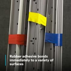 Rubber adhesive bonds immediately to a variety of surfaces