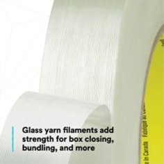 Glass yarn filaments add strength for box closing, bundling, and more