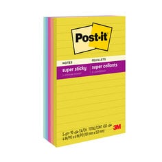 Post-it® Super Sticky Notes, 4 in. x 6 in., Summer Joy Collection, Lined,