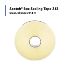 Scotch Box Sealing Tape 313, Clear, 48 mm x 914 m, 6 Rolls/Case