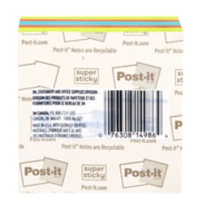 Post-it® Super Sticky Notes Cube 2027-SSGFA, Bright Colours, 3 in