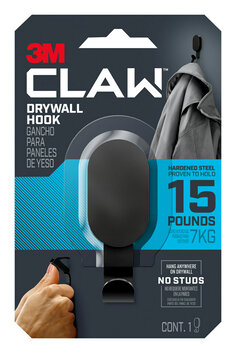 3M CLAW™ Drywall Hooks, 15lb, Black, 1ct