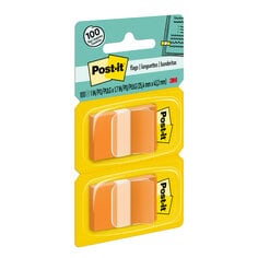 Post-it® Flags, Orange, 1 in. Wide, 50/Dispenser, 2 Dispensers/Pack