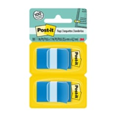 Post-it® Flags, Blue, 1 in. Wide, 50/Dispenser, 2 Dispensers/Pack