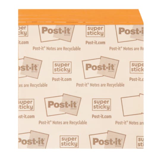 Post-it Super Sticky Notes 654-5SSNO, 3 in x 3 in (76 mm x 76 mm), Neon Orange