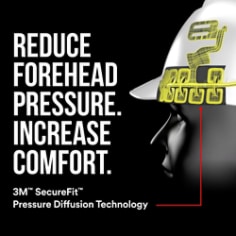 3M™ SecureFit™ Pressure Diffusion Technology inside the 3M SecureFit Hard Hat Cap Style Vented with Ratchet Adjustment, White CHH-V-R-W6-SL