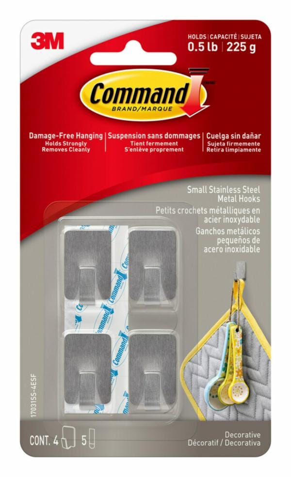 Command Small Stainless Steel Metal Hooks 17031SS-4ESF