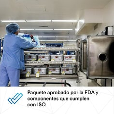 Envase autorizado por la FDA y componentes conformes con la norma ISO