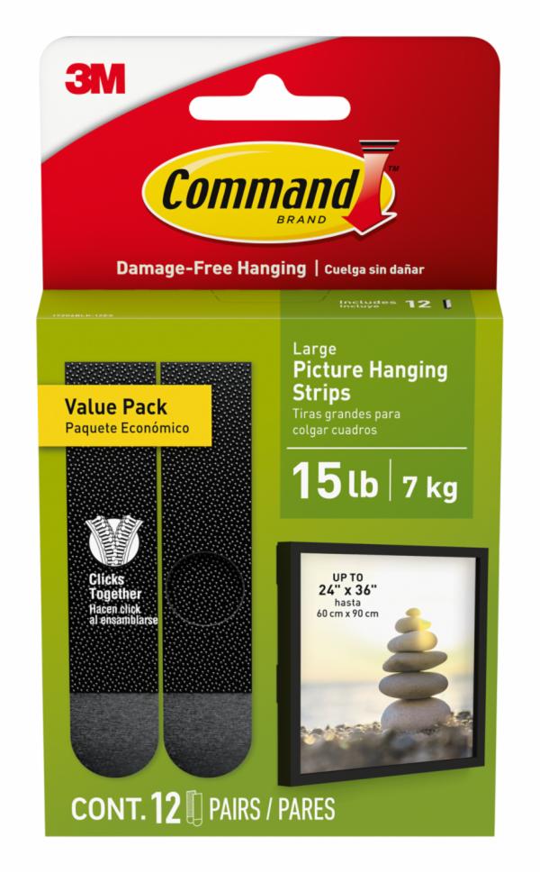 Command 15 Lb Black Picture Hanging Strips 17206BLK-12ES
