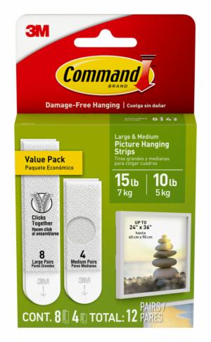 Command 10 Lb and 15 Lb White Picture Hanging Strips Value Pack 17209-ESBU, 12 Pair image Command 10 Lb and 15 Lb White Picture Hanging Strips Value Pack 17209-ESBU, 12 Pairimage