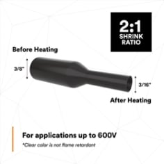 For applications up to 600V (clear is not flame retardant)