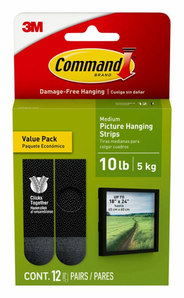 Command 10 lb Black Picture Hanging Strips Value Pack 17204BLK-12ES
