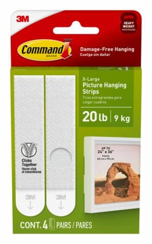 Command 20 lb White Picture Hanging Strips 17217-ES, 4 Pairs image Command 20 lb White Picture Hanging Strips 17217-ES, 4 Pairsimage