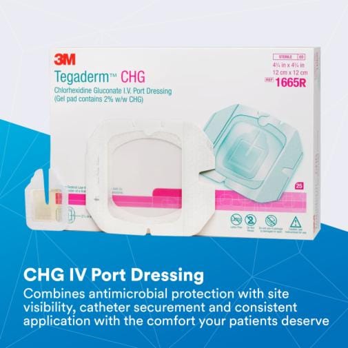3M Tegaderm CHG Chlorhexidine Gluconate I.V. Port Dressing 1665R | 3M South Africa 3M Tegaderm CHG Chlorhexidine Gluconate I.V. Port Dressing 1665R | 3M South Africa