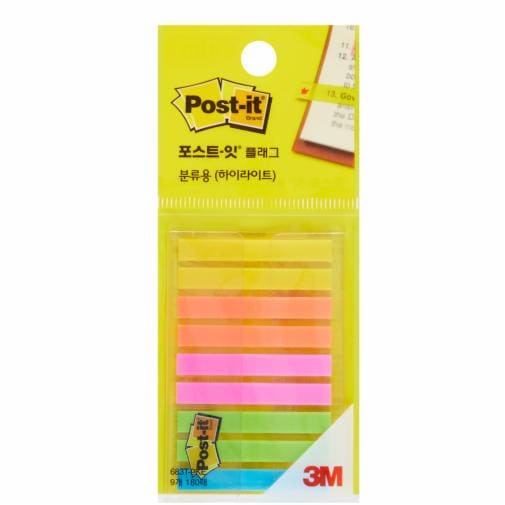 포스트-잇® 플래그 분류용 하이라이트, 5색 1/4 in, 44 mm x 12 mm
