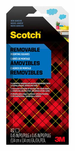 Scotch Removable Double-Sided Mounting Squares 7225AMS-ESF, 0.45 in x 0.45 in (1.14 cm x 1.14 cm) 432/pk image Scotch Removable Double-Sided Mounting Squares 7225AMS-ESF, 0.45 in x 0.45 in (1.14 cm x 1.14 cm) 432/pkimage