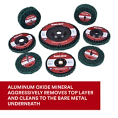 3M Scotch-Brite Clean and Strip XT Pro Extra Cut TN Quick Change Disc. 3M Scotch-Brite Clean and Strip XT Pro Extra Cut TN Quick Change Disc features aluminum oxide abrasive mineral incorporated into an open nylon web. It is designed to remove heavy rust, thick paint and corrosion while also scratching the base material underneath, which can save you time. The highly conformable, high-strength fibers resist chunking and loading, and they perform well on edges. Base ID: B5005449003, Pathfinder Project; UPC; Basic Content; Rich Product Card; PF23, Secondary Image 03
