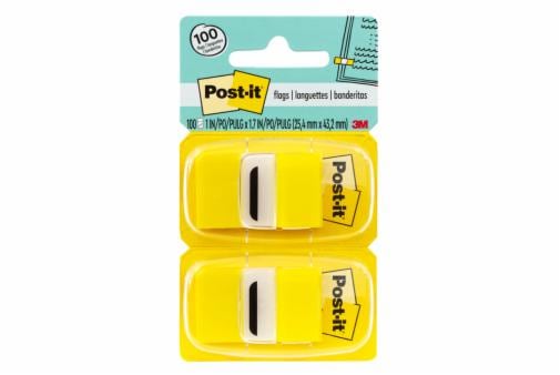 Post it flags yellow two mustang style dispensers