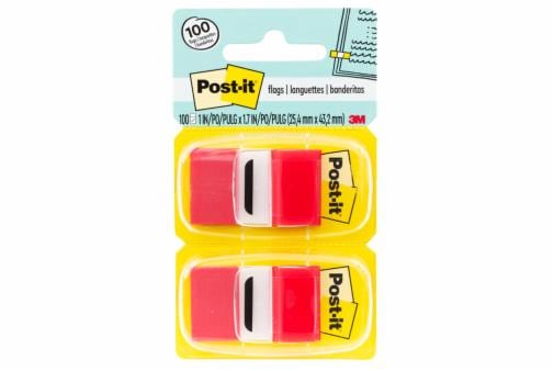 Yellow Post it flags in mustang dispensers 