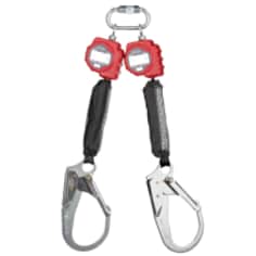A 3M Protecta Twin-Leg Self-Retracting Lifeline with Carabiner 3100512, Web, Steel Rebar Hooks, 6ft