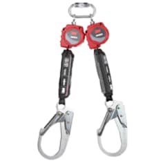 A 3M Protecta Twin-Leg Self-Retracting Lifeline with Carabiner 3100512, Web, Steel Rebar Hooks, 6ft