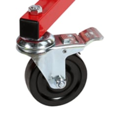 Locking caster wheel on mobile parts rack