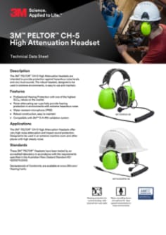 3M™ Peltor™ CH5 High Attenuation Headset Technical Data Sheet