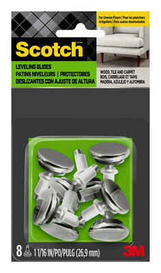 Blister pack of 8 Scotch™ Glides, Adjustable Level Steel