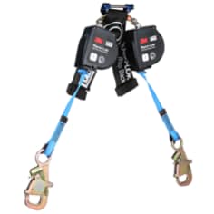 A 3M DBI-SALA Nano-Lok Self-Retracting Lifeline 8' Wrapback, Twin Leg, 9501804 End, ANSI