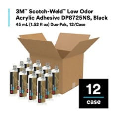 3M™ Scotch-Weld™ Low Odor Acrylic Adhesive DP8725NS, Black, 45 mL (1.52 fl oz) Duo-Pak, 12/Case